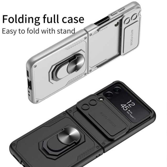 GKK - GKK Galaxy Z Flip 4 Skal Ringhållare Armor Kickstand - Svart