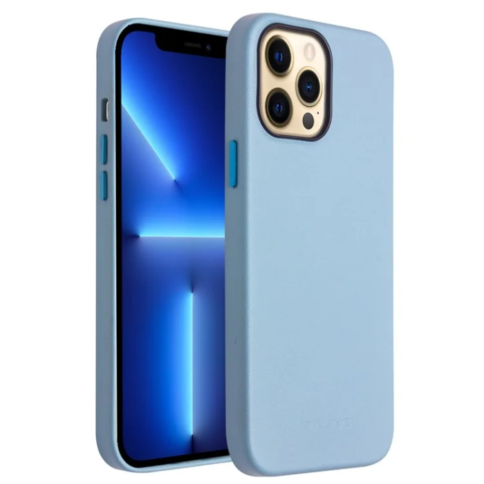 QIALINO - QIALINO iPhone 13 Pro Max Mobilskal MagSafe Äkta Läder - Blå