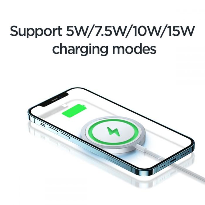 UTGATT5 - Joyroom - JR-A41 Magnetic Magsafe Wireless Charger 15W - Silver