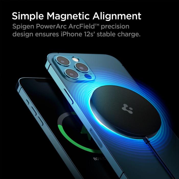 UTGATT5 - Spigen - PF2009 Powerarc Magnetic Magsafe Wireless Charger 7.5w - Svart