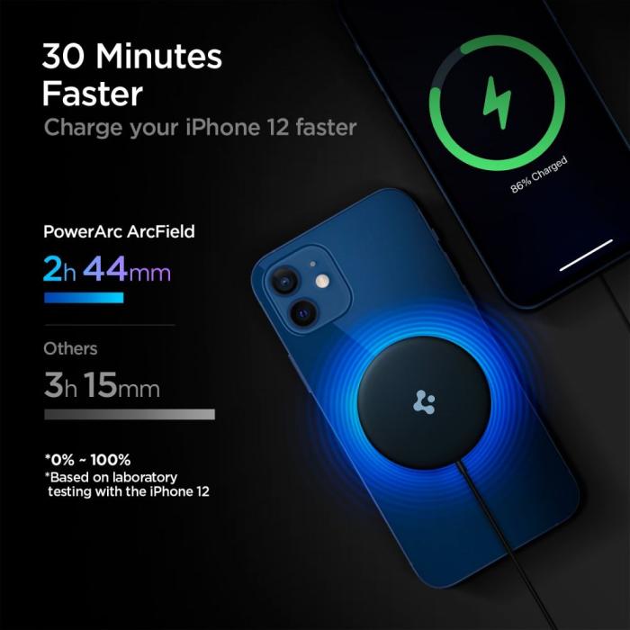 UTGATT5 - Spigen - PF2009 Powerarc Magnetic Magsafe Wireless Charger 7.5w - Svart