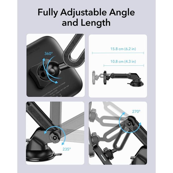 ESR - ESR Halolock Magnetic Magsafe Dashboard Car Mount - Svart