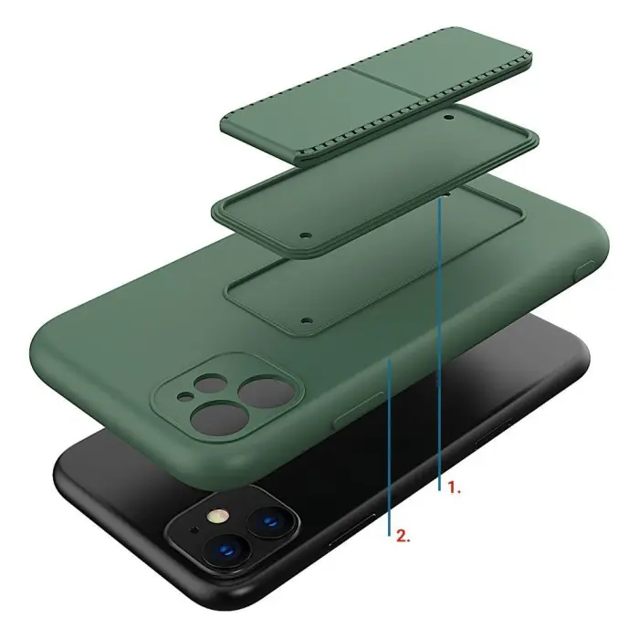 Wozinsky - Wozinsky Kickstand Silikon Skal iPhone 12 - Navy Blå