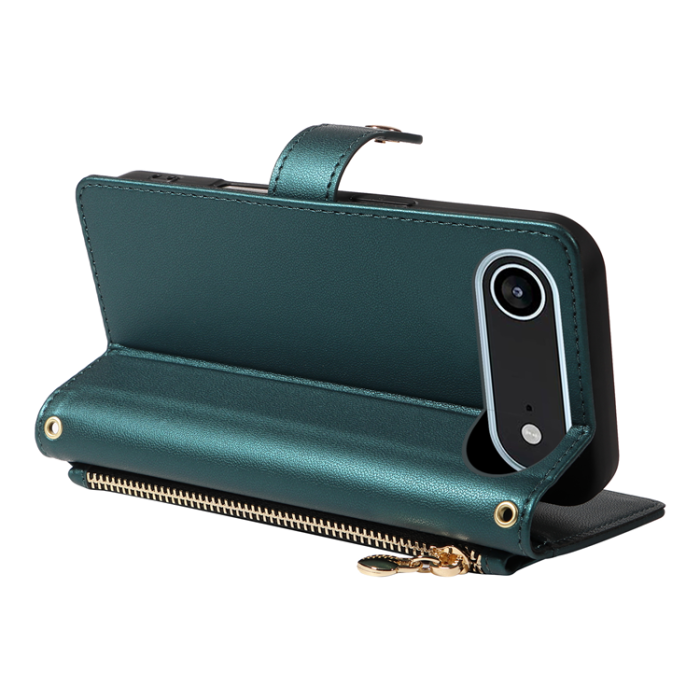 A-One Brand - iPhone Air Plånboksfodral Rhombus Läder - Svartgrön