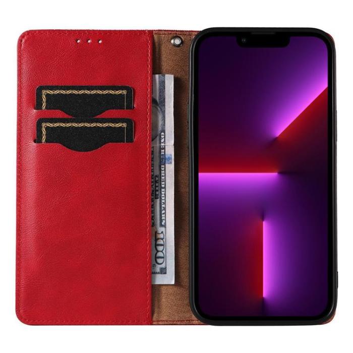 OEM - Galaxy S23 Ultra Plånboksfodral Magnet Strap - Röd