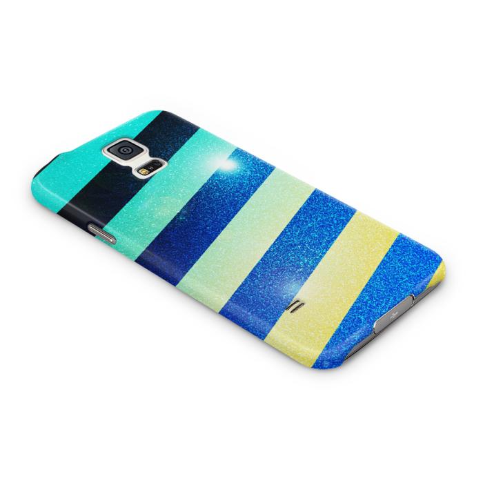 UTGATT5 - Skal till Samsung Galaxy S5 - Striped Colorful Glitter