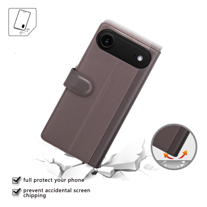 A-One Brand - iPhone 17 Air Plånboksfodral Äkta Läder - Brun