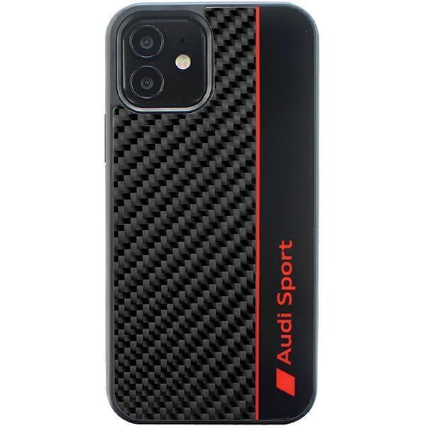 Audi Mobilskal till iPhone 12/12 Pro Carbon Fiber Stripe - Svart