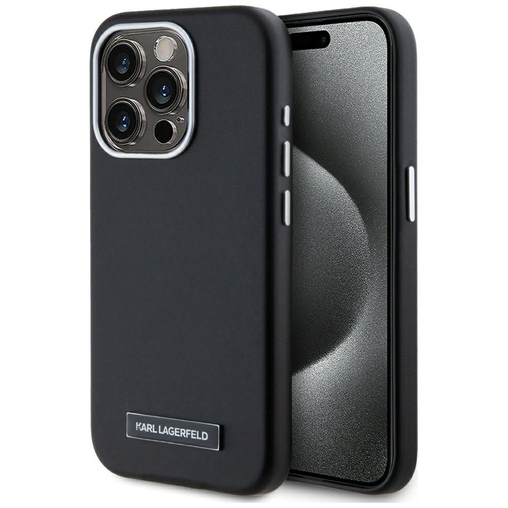 Karl Lagerfeld Mobilskal till iPhone 15 Pro MagSafe FW Metal Plate - Svart