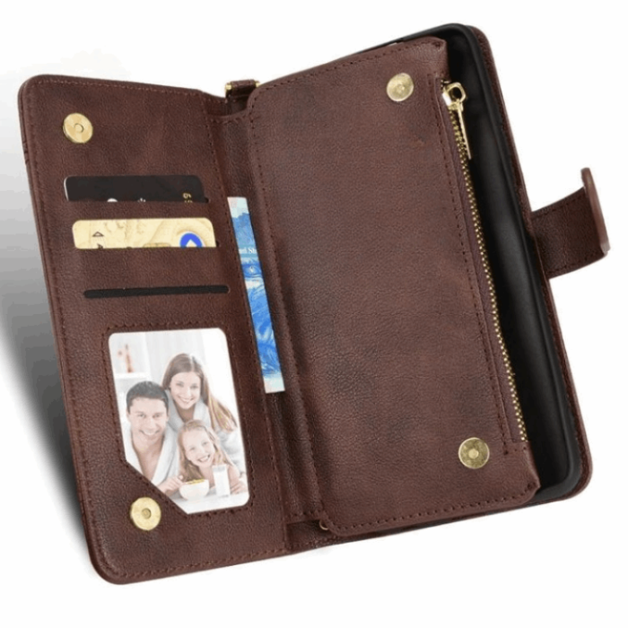 A-One Brand - Galaxy Z Fold 4 Plånboksfodral Zipper Magnetic - Brun