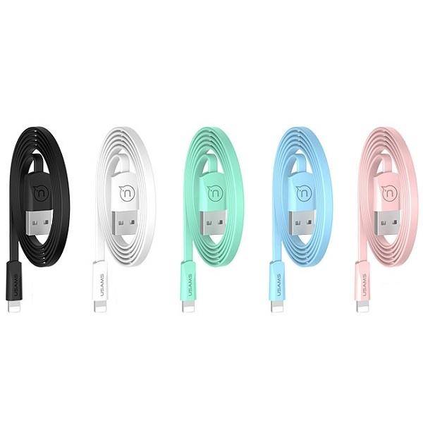 USAMS U2 Lightning Kabel platt 1,2 m SJ199IP02 - Vit