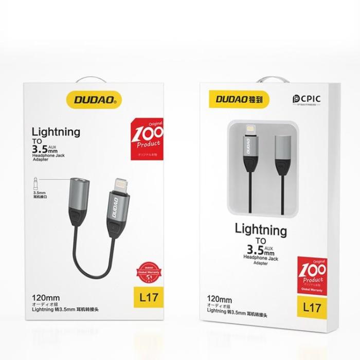 UTGATT1 - Dudao Adapter Lightning 3.5mm Mini jack - Grå
