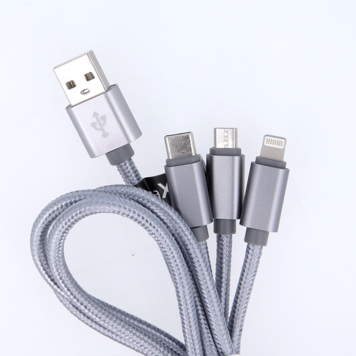 Maxlife - Maxlife 3in1 USB-A till USB-C, Lightning, microUSB kabel 2,1A 1m