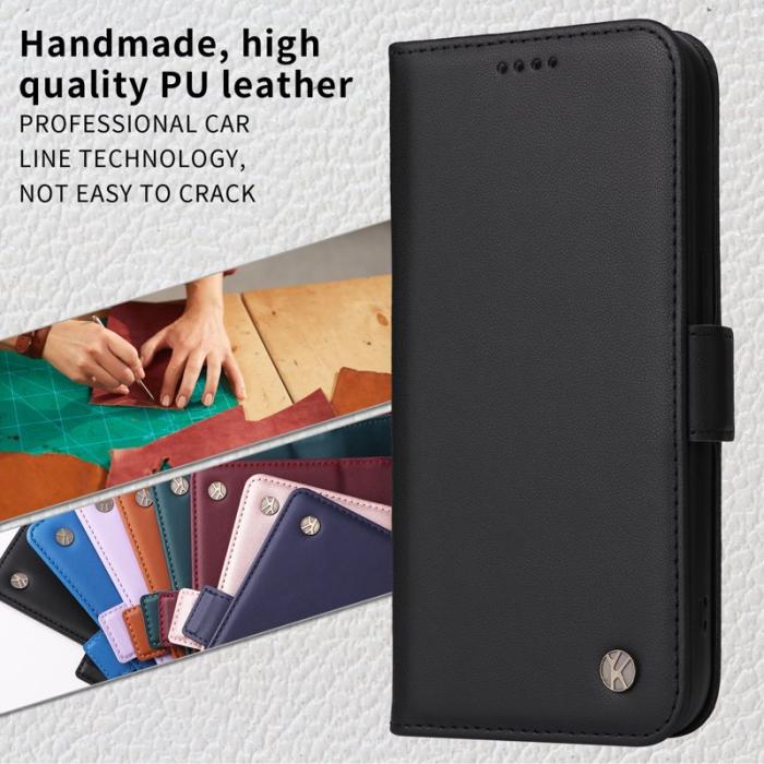 YIKATU - YIKATU Samsung Galaxy A37 Plånboksfodral Konstläder Ställ Skydd - Svart