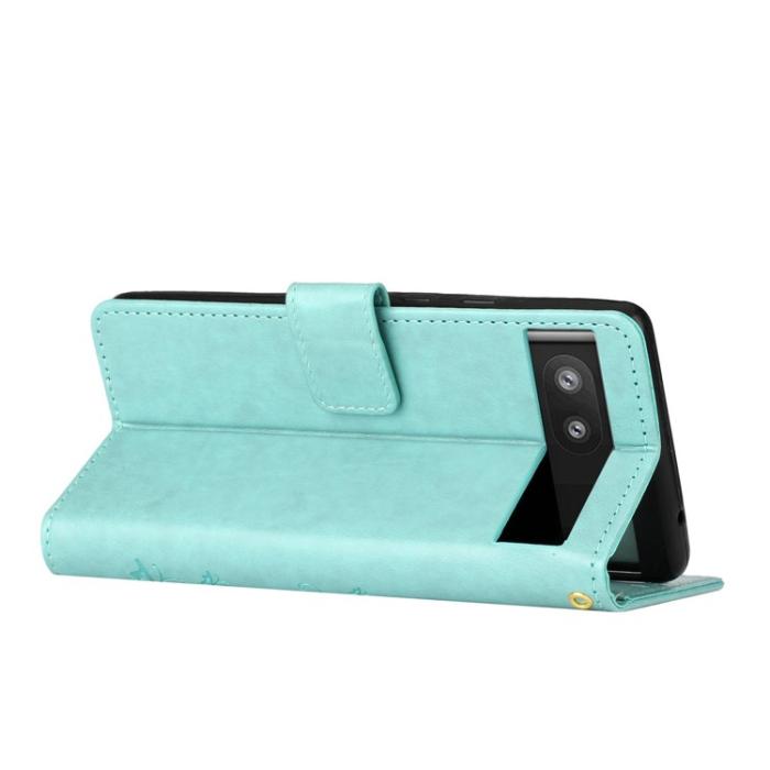 A-One Brand - Google Pixel 6a Plånboksfodral Imprinted Butterfly - Turkos