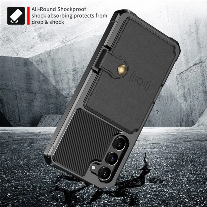 A-One Brand - Galaxy S23 Mobilskal Korthållare ZM03 PU-Läder - Svart
