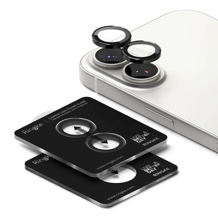 Ringke - [2-Pack] Ringke iPhone 17 Härdat Glas Kameraskydd - Svart