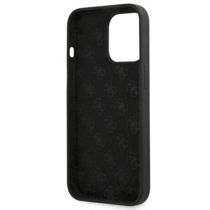Guess - Guess iPhone 13 Pro Skal Magsafe Silicone Script Guld Logo - Svart