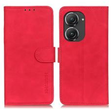 KHAZNEH - KHAZNEH Asus Zenfone 9 Plånboksfodral Retro Flip - Röd