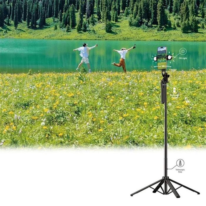 WIWU - WiWU Selfie Stick Tripod och Dubbel LED-lampa Wi-SE012
