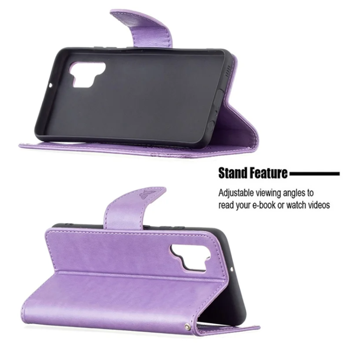 A-One Brand - Plånboksfodral För iPhone 14 Pro Max Imprint Butterfly - Lila