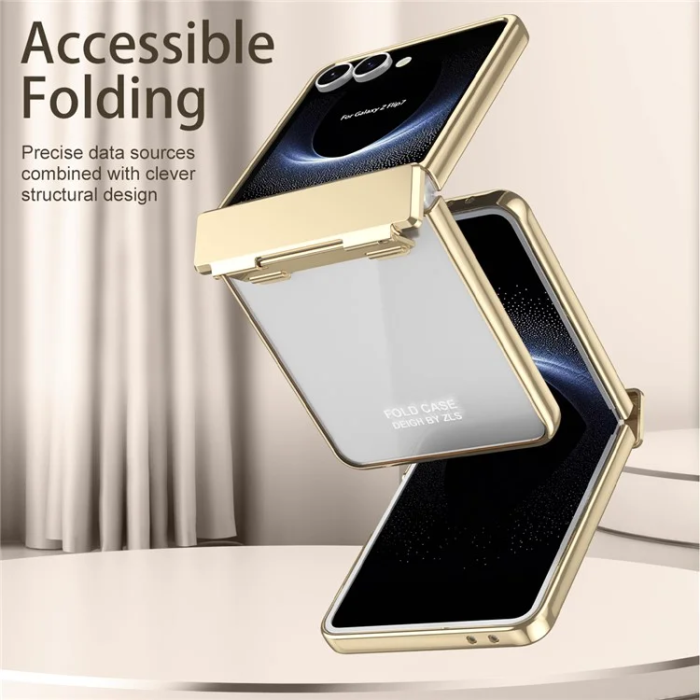 A-One Brand - Galaxy Z Flip 7 Mobilskal Electroplating med skärmskydd - Guld