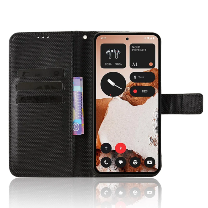 A-One Brand - Nothing CMF Phone 2 Pro Plånboksfodral Diamond Läder - Svart