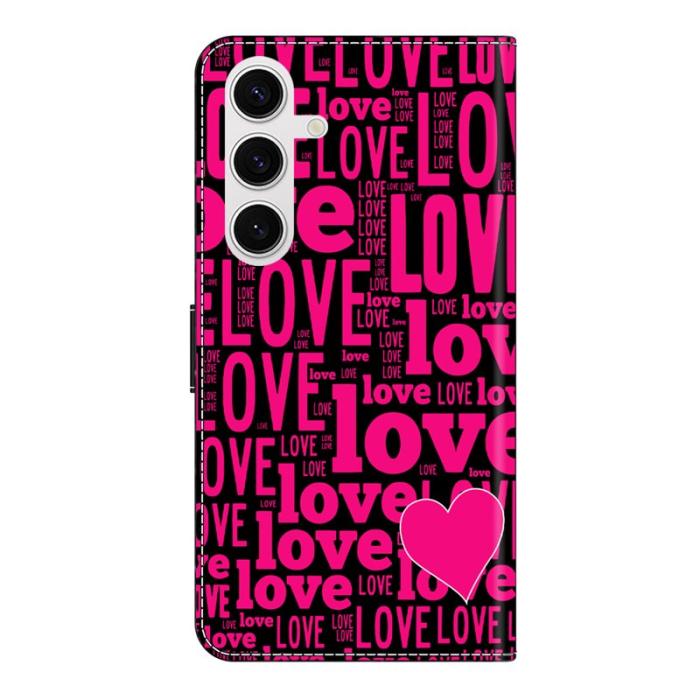 OEM - LOVE Samsung Galaxy S26 Plånboksfodral Mönstertryck Konstläder Flip - Svart