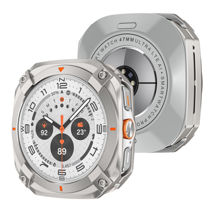 A-One Brand - Samsung Galaxy Watch Ultra (47mm) Skal Cyber Style - Titanium/Orange