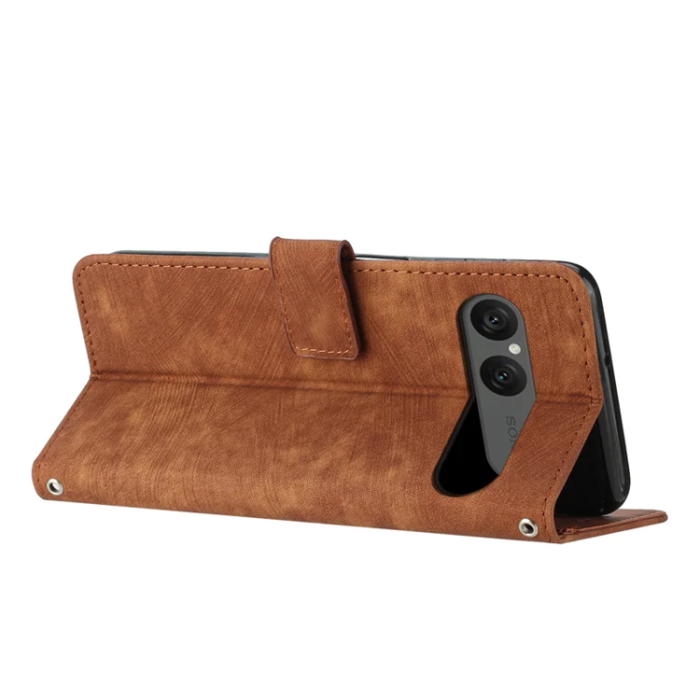 A-One Brand - Sony Xperia 10 VII Plånboksfodral Imprinted Lines - Brun