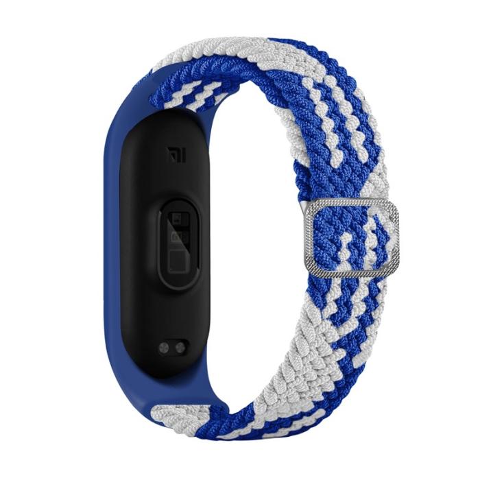 UTGATT1 - Braided Ersättningsarmband till Xiaomi Mi Band 6/5/4/3 - Blå / Vit