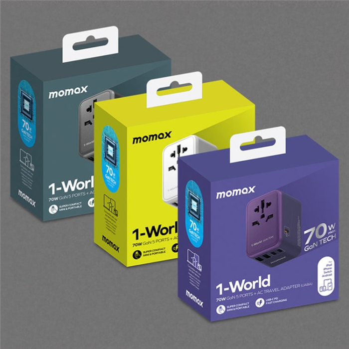 MOMAX - MOMAX GaN Väggladdare 3x USB-C - 2x USB-A 70W PD UA8A Vit