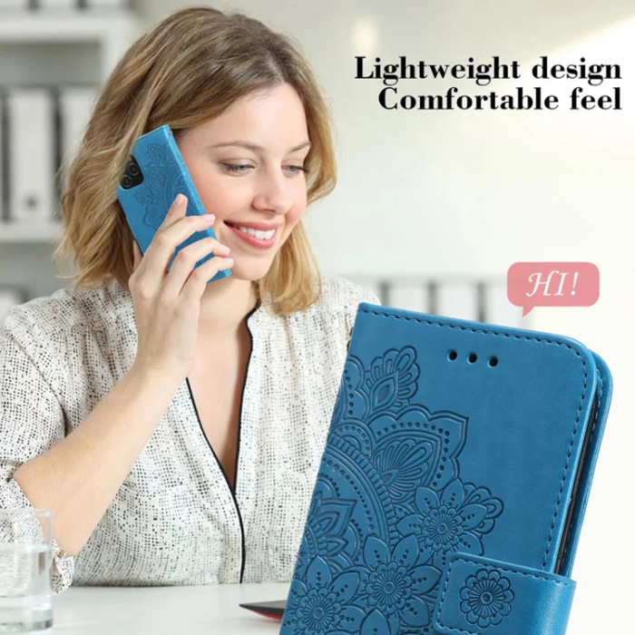 A-One Brand - iPhone 17 Pro Max Plånboksfodral Floral Pattern - Blå