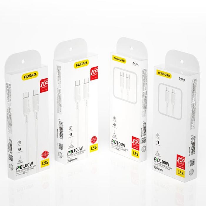 UTGATT1 - Dudao USB-C kabel 100W PD 1m - Vit