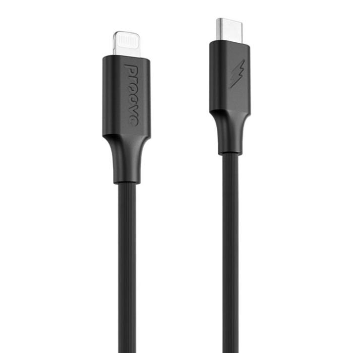 Proove - Proove USB-C - Lightning Kabel 1m Striped Silicone - Svart