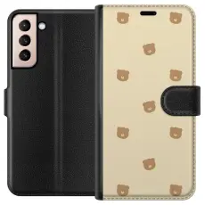 Gustaf - Pl&aring;nboksfodral till Samsung Galaxy S21 med Bj&ouml;rnm&ouml;nster