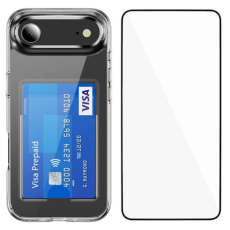 WANLONFENG - WANLONFENG iPhone 17 Air Mobilskal Korthållare med Härdat Glas Skärmskydd