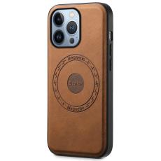 DENIOR - DENIOR A11 iPhone 13 Pro Max Magnetiskt Fodral Konstl&auml;der +PC Retro Brun