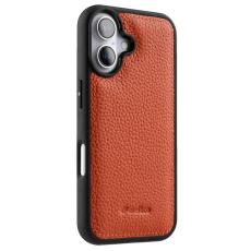 Melkco - MELKCO Mobilskal till iPhone 16 Plus &Auml;kta L&auml;der Belagt PC - Orange