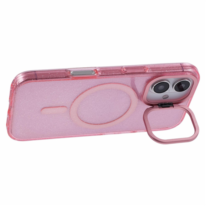 KIGC - KIGC iPhone 16 Mobilskal MagSafe Epoxy Kickstand - Rosa