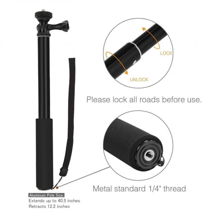 Tech-Protect - Tech-Protect Monopad och Selfie Stick Gopro Hero - Svart