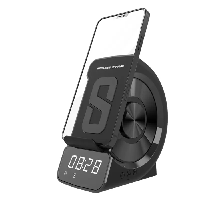 SiGN - SiGN 6-i-1 Trådlös Laddningsställ med Bluetooth Högtalare, Klocka, Radio, AUX