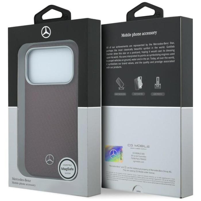 Mercedes - Mercedes Mobilskal för iPhone 17 Pro Max MagSafe Läder Wood Effect - Röd