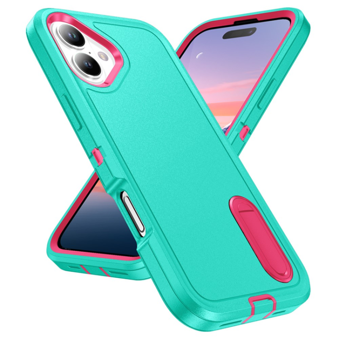 A-One Brand - iPhone 17 Mobilskal Kickstand Silikon - ljusgrön/Rosa