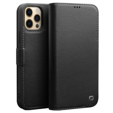 QIALINO - QIALINO iPhone 12 Pro Plånboksfodral Äkta Läder Magnetlås