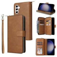 OEM - Mobilfodral f&ouml;r Samsung Galaxy S26 Plus 9 Kortfack Konstl&auml;der - Brun