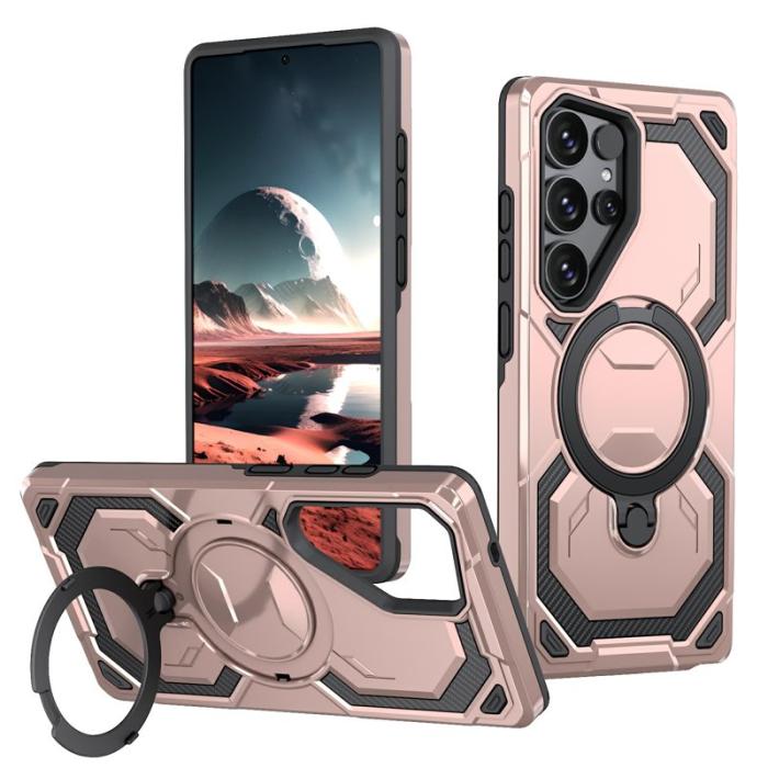OEM - Mobilskal för Samsung Galaxy S26 Ultra Magnetiskt Ring Kickstand Plast Roséguld