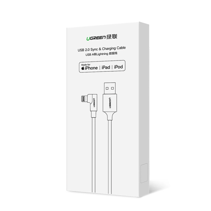 Ugreen - Ugreen USB Till Lightning 1m Kabel MFi 2.4A US299 - Röd
