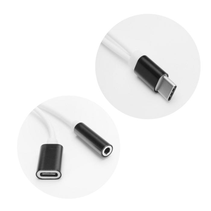 Forcell - Adapter HF/audio + charging USB-C - Jack 3,5mm Svart