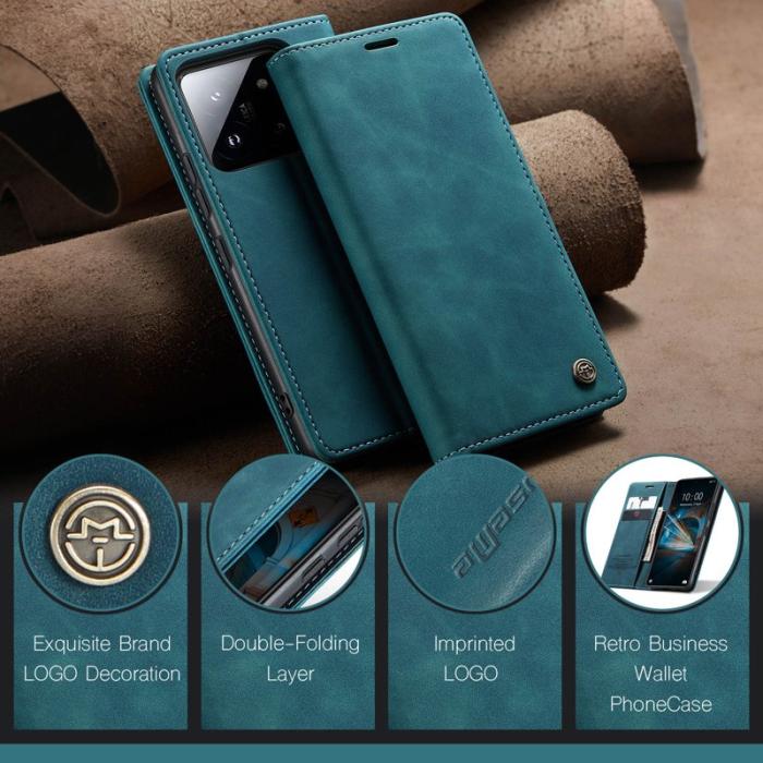 Caseme - CASEME 013 Series Mobilskal till Xiaomi 14 Automatisk Stängning Blå